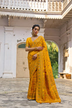 Jyoti Fashion Women's Yellow Soft Pashmina Silk Meena Zari Woven Saree with Blouse - Distacart