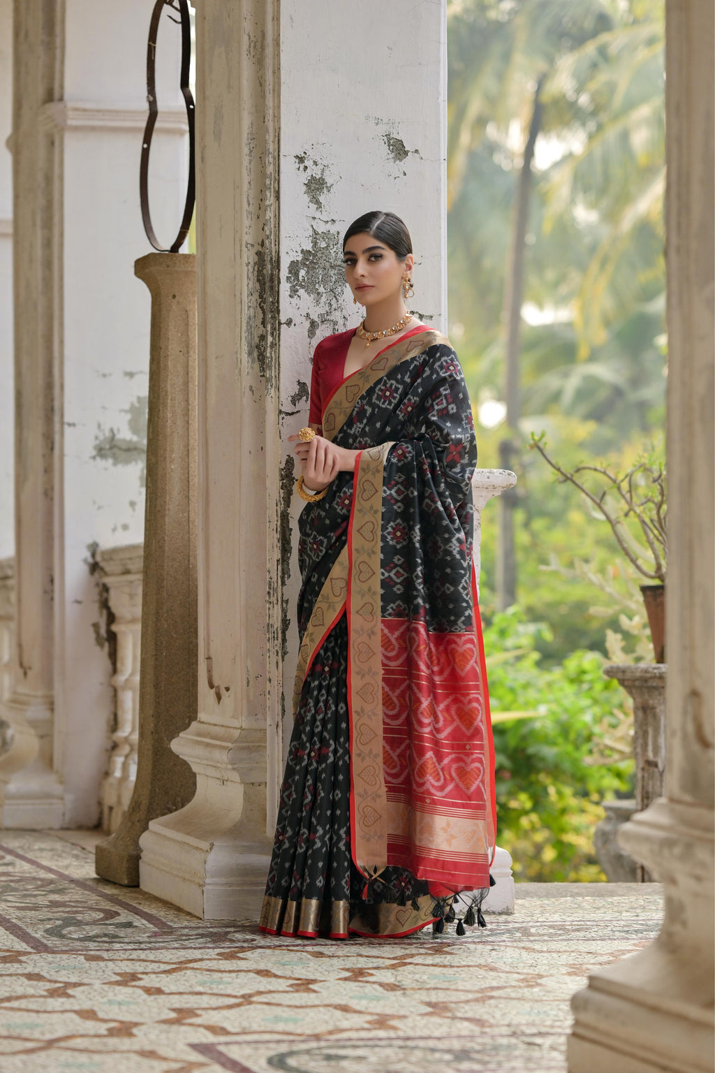 Jyoti Fashion Women's Black Soft Raw Silk Zari Woven Saree with Blouse - Distacart
