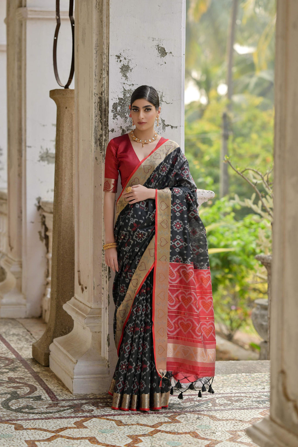 Jyoti Fashion Women's Black Soft Raw Silk Zari Woven Saree with Blouse - Distacart