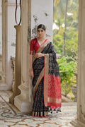 Jyoti Fashion Women's Black Soft Raw Silk Zari Woven Saree with Blouse - Distacart