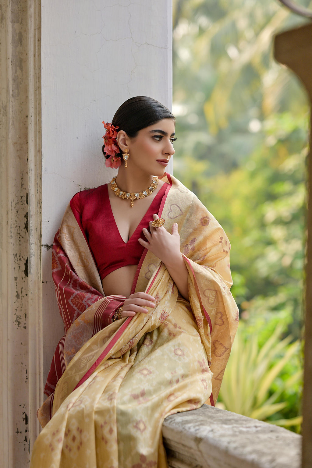 Jyoti Fashion Women's Cream Soft Raw Silk Zari Woven Saree with Blouse - Distacart