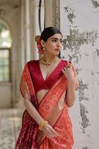 Jyoti Fashion Women's Coral Soft Raw Silk Zari Woven Saree with Blouse - Distacart