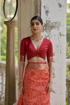 Jyoti Fashion Women's Coral Soft Raw Silk Zari Woven Saree with Blouse - Distacart