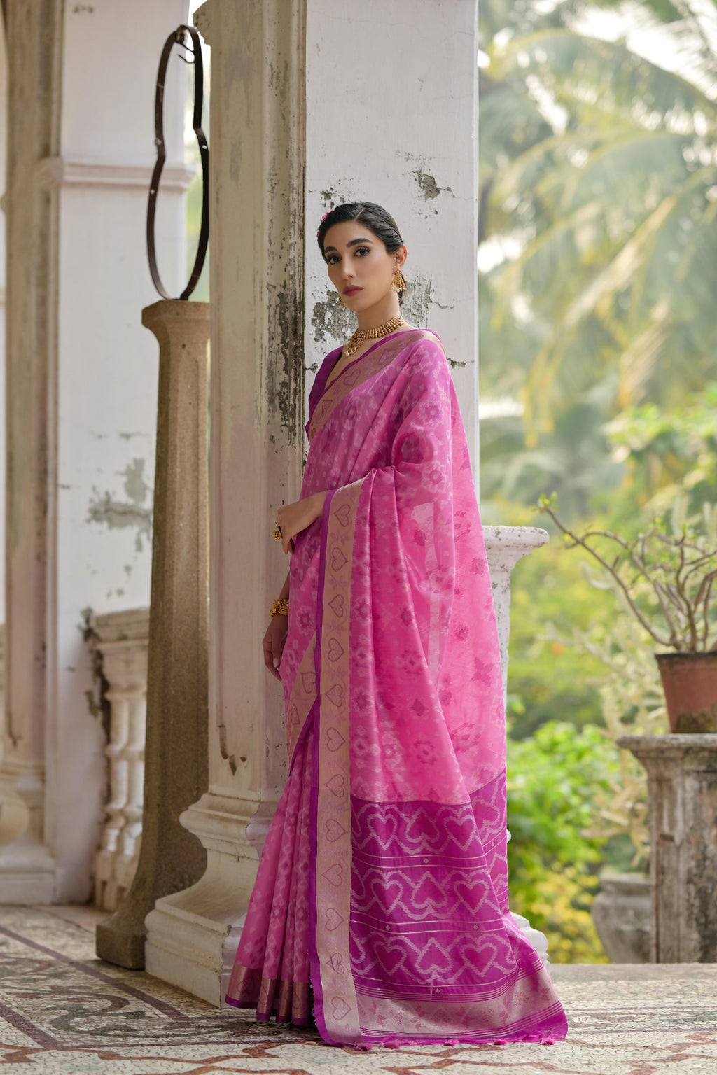 Jyoti Fashion Women's Pink Soft Raw Silk Zari Woven Saree with Blouse - Distacart