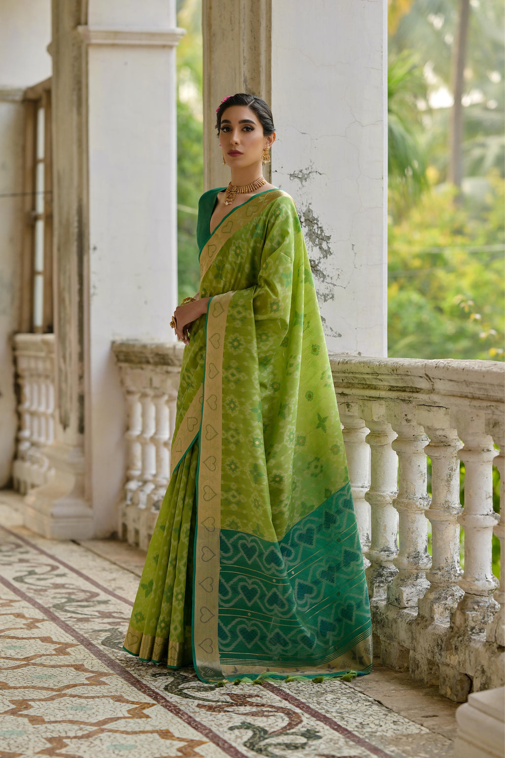 Jyoti Fashion Women's Green Soft Raw Silk Zari Woven Saree with Blouse - Distacart