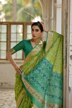 Jyoti Fashion Women's Green Soft Raw Silk Zari Woven Saree with Blouse - Distacart