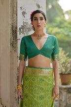 Jyoti Fashion Women's Green Soft Raw Silk Zari Woven Saree with Blouse - Distacart