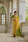 Jyoti Fashion Women's Yellow Soft Raw Silk Zari Woven Saree with Blouse - Distacart