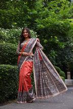 Jyoti Fashion Women's Red Soft Tussar Silk Madhubani Printed Saree with Blouse - Distacart