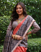 Jyoti Fashion Women's Red Soft Tussar Silk Madhubani Printed Saree with Blouse - Distacart