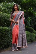 Jyoti Fashion Women's Red Soft Tussar Silk Madhubani Printed Saree with Blouse - Distacart