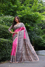 Jyoti Fashion Women's Pink Soft Tussar Silk Madhubani Printed Saree with Blouse - Distacart