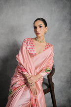 Jyoti Fashion Women's Pink Soft Tussar Silk Floral Printed Saree with Blouse - Distacart