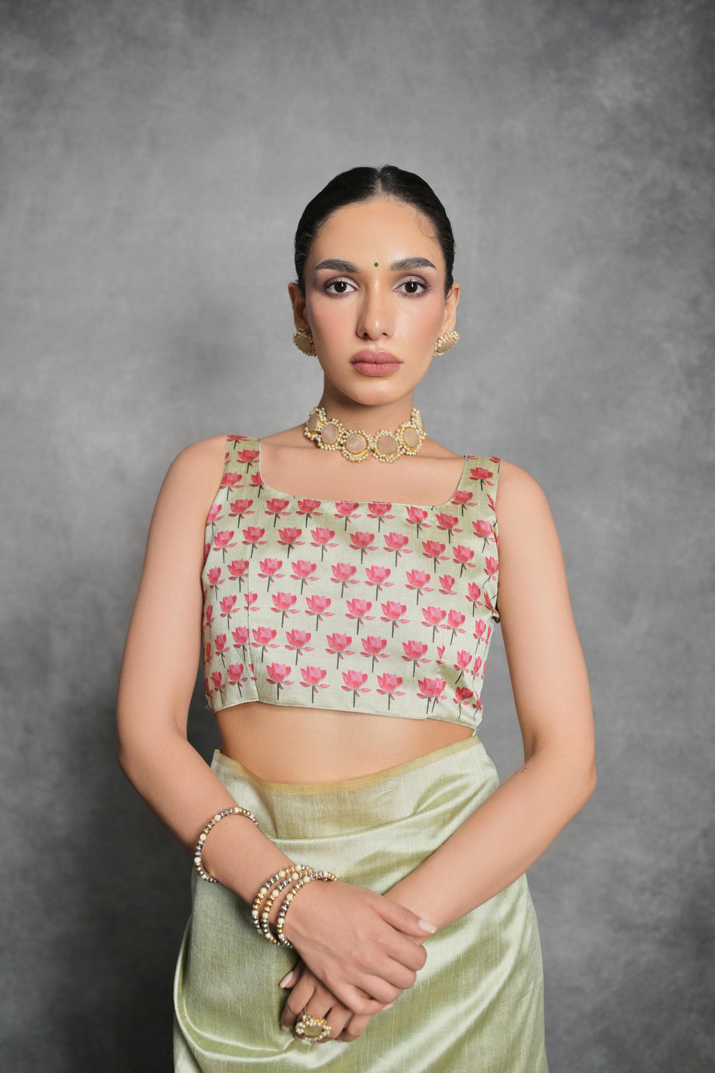 Jyoti Fashion Women's Pista Green Soft Tussar Silk Floral Printed Saree with Blouse - Distacart
