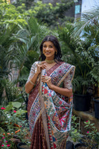 Jyoti Fashion Women's Brown Soft Tussar Silk Madhubani Printed Saree with Blouse - Distacart