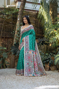 Jyoti Fashion Women's Sea Green Soft Tussar Silk Madhubani Printed Saree with Blouse - Distacart