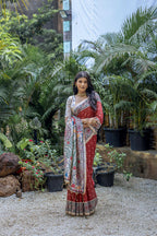 Jyoti Fashion Women's Maroon Soft Tussar Silk Madhubani Printed Saree with Blouse - Distacart