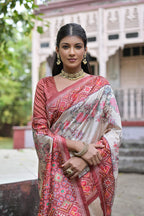 Jyoti Fashion Women's Maroon Soft Tussar Silk Floral Printed Saree with Blouse - Distacart