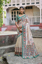 Jyoti Fashion Women's Rama Soft Tussar Silk Floral Printed Saree with Blouse - Distacart