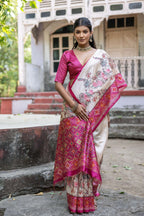 Jyoti Fashion Women's Pink Soft Tussar Silk Floral Printed Saree with Blouse - Distacart