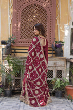 Jyoti Fashion Women's Maroon Star Georgette Sequins Zari Embroidered Long Anarkali Sets