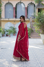 Jyoti Fashion Women's Pink Faux Georgette Rich Sequins Embroidered Anarkali Set with Dupatta