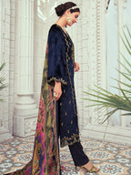 Jyoti Fashion Women's Navy Blue Velvet Cording with Digital Printed Kurta with Trouser & Dupatta