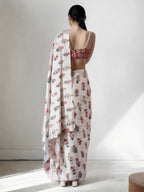 Jyoti Fashion Women's Multicolor Chinon Digital Printed Ready To Wear Saree with Blouse - Distacart
