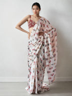 Jyoti Fashion Women's Multicolor Chinon Digital Printed Ready To Wear Saree with Blouse - Distacart