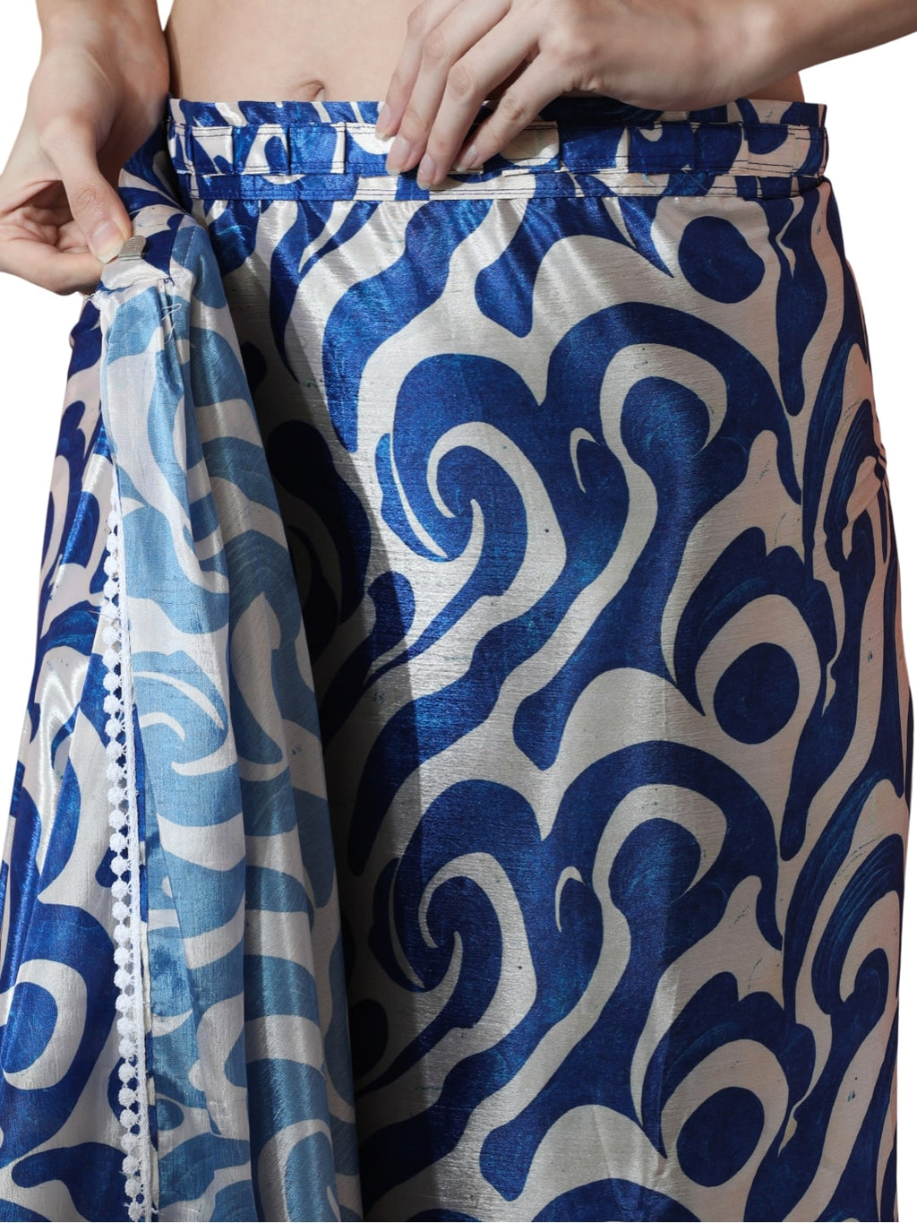 Jyoti Fashion Women's Blue Chinon Digital Printed Ready To Wear Saree with Blouse - Distacart