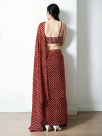 Jyoti Fashion Women's Maroon Marble Chiffon Printed Ready To Wear Saree with Blouse