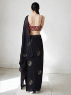 Jyoti Fashion Women's Black Marble Chiffon Printed Ready To Wear Saree with Blouse - Distacart