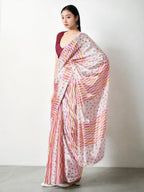 Jyoti Fashion Women's Multicolor Chinon Digital Printed Ready To Wear Saree with Blouse - Distacart