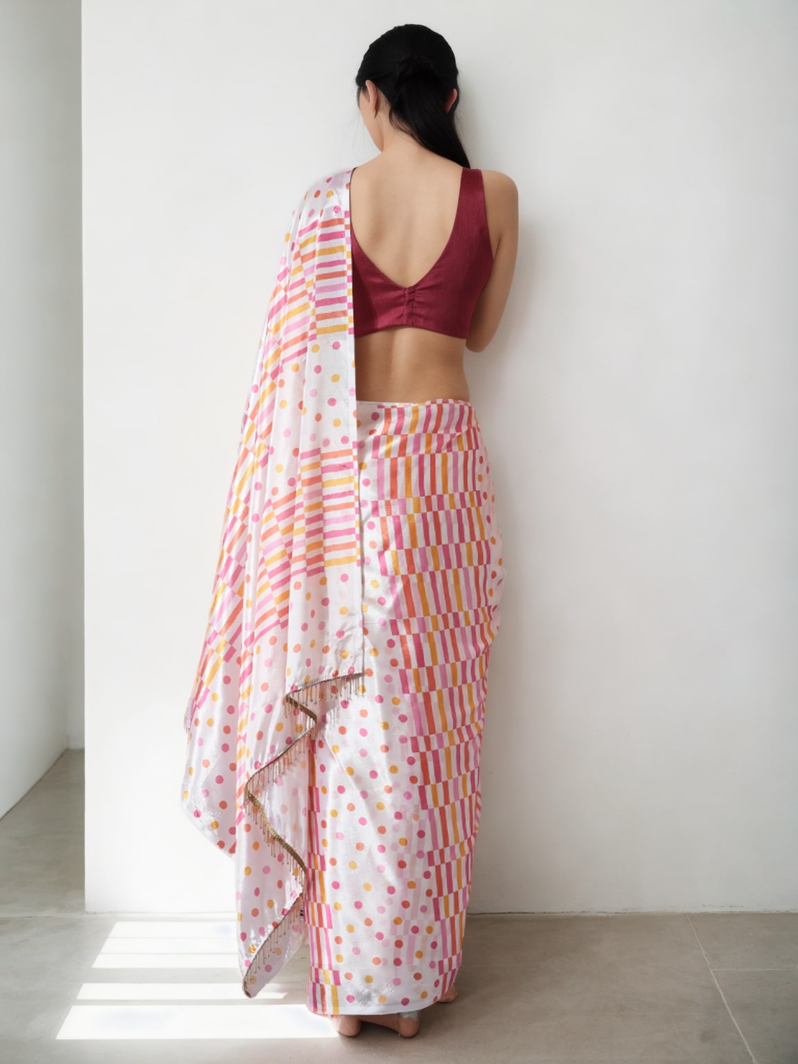 Jyoti Fashion Women's Multicolor Chinon Digital Printed Ready To Wear Saree with Blouse - Distacart