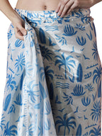 Jyoti Fashion Women's Sky Blue Chinon Digital Printed Ready To Wear Saree with Blouse - Distacart