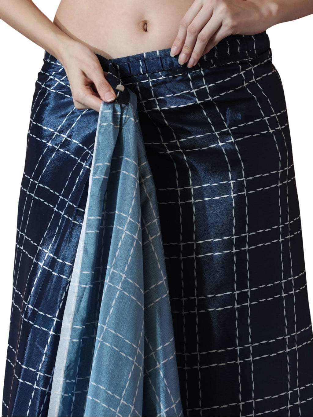 Jyoti Fashion Women's Navy Blue Chinon Digital Printed Ready To Wear Saree with Blouse - Distacart