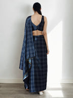 Jyoti Fashion Women's Navy Blue Chinon Digital Printed Ready To Wear Saree with Blouse - Distacart