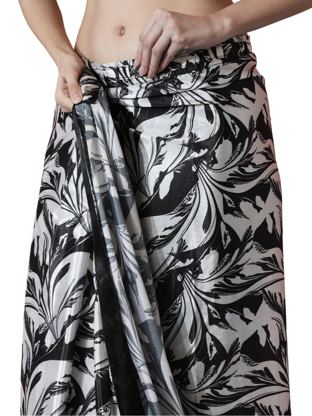 Jyoti Fashion Women's Black Chinon Digital Printed Ready To Wear Saree with Blouse - Distacart