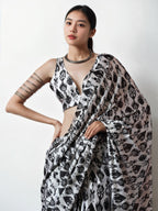 Jyoti Fashion Women's Black Chinon Digital Printed Ready To Wear Saree with Blouse - Distacart