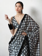 Jyoti Fashion Women's Grey Chinon Digital Printed Ready To Wear Saree with Blouse - Distacart