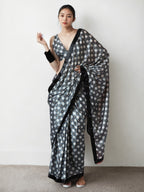 Jyoti Fashion Women's Grey Chinon Digital Printed Ready To Wear Saree with Blouse - Distacart