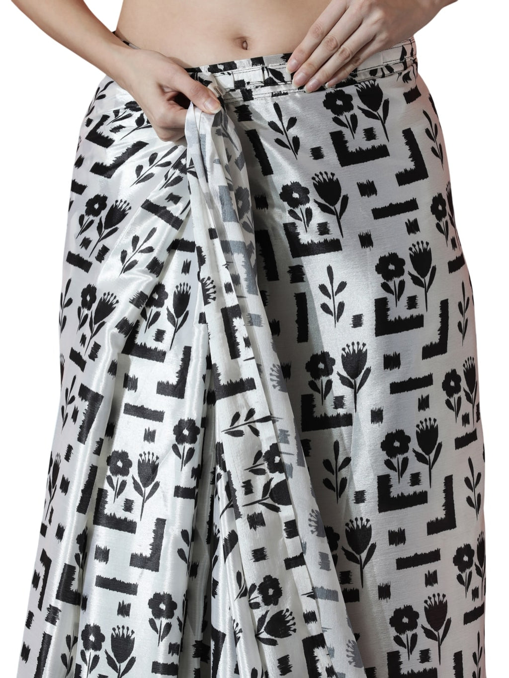 Jyoti Fashion Women's Black Chinon Digital Printed Ready To Wear Saree with Blouse - Distacart