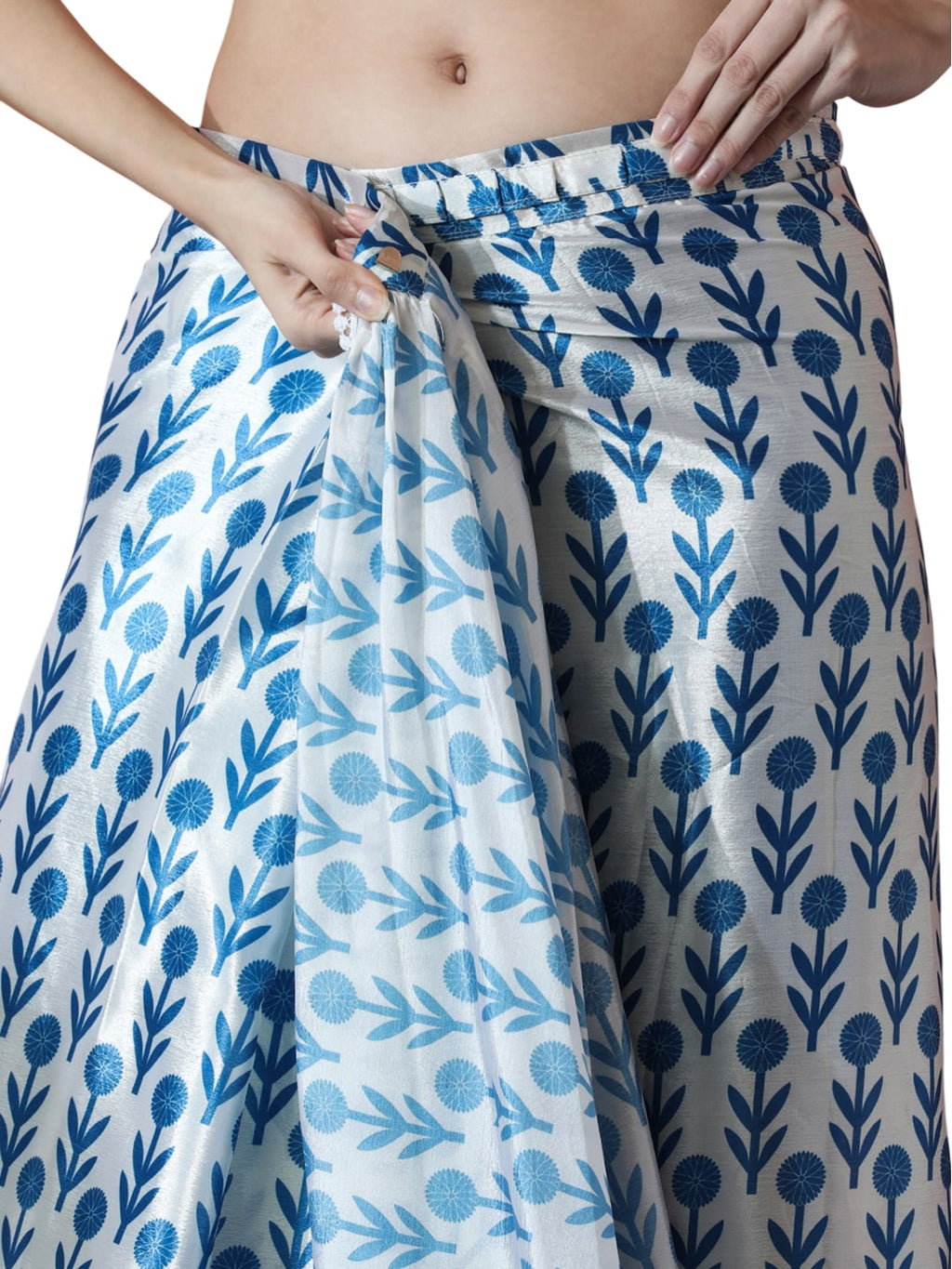 Jyoti Fashion Women's Sky Blue Chinon Digital Printed Ready To Wear Saree with Blouse - Distacart