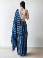 Jyoti Fashion Women's Navy Blue Chinon Digital Printed Ready To Wear Saree with Blouse - Distacart