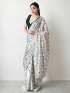Jyoti Fashion Women's Multicolor Chinon Digital Printed Ready To Wear Saree with Blouse