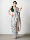 Jyoti Fashion Women's Multicolor Chinon Digital Printed Ready To Wear Saree with Blouse