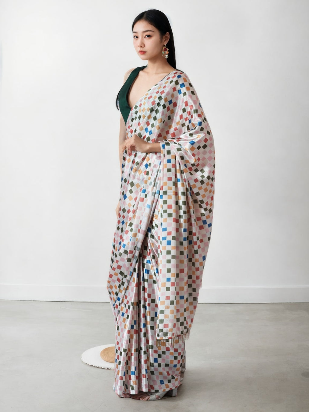 Jyoti Fashion Women's Multicolor Chinon Digital Printed Ready To Wear Saree with Blouse - Distacart