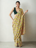 Jyoti Fashion Women's Mehendi Chinon Digital Printed Ready To Wear Saree with Blouse - Distacart