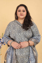 Jyoti Fashion Women's Grey Rayon Digital Print with Handwork Kurta Set - Distacart