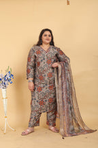 Jyoti Fashion Women's Grey Lichi Viscose Digital Print with Handwork Kurta Set - Distacart